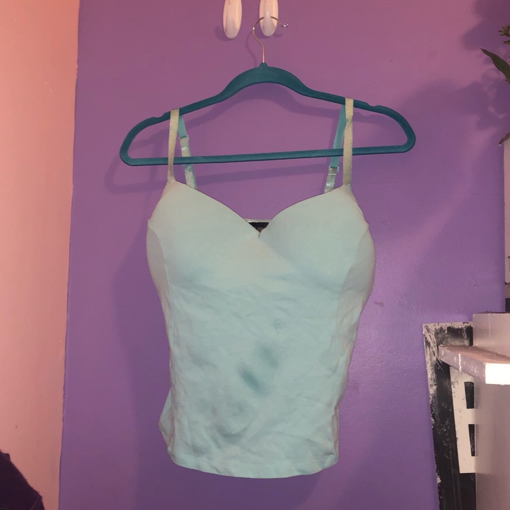 light blue tank top with built in bra